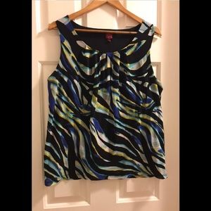 3/$15 212 mesh black blue and white blouse xl